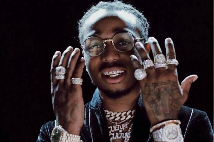 Professional rapper Quavo showing his expensive rings